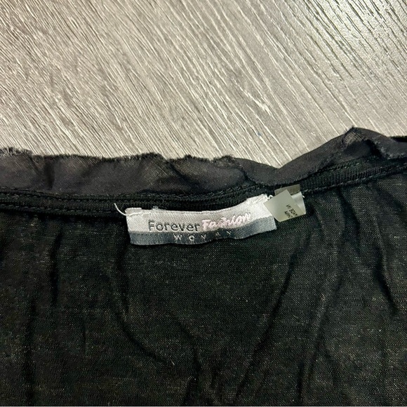 3 for $20 Distressed black Tee, size L loose fit, beaded rose details up on side - Picture 3 of 5